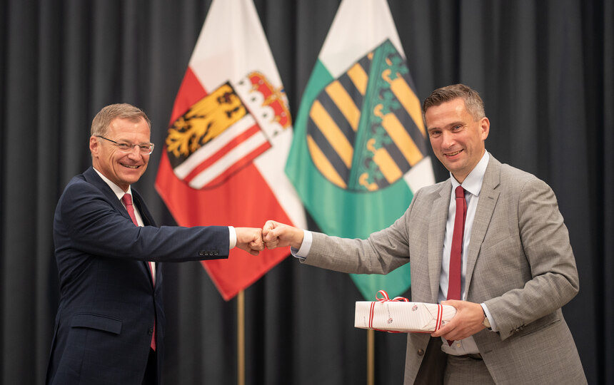 Sachsens Wirtschaftsminister Martin Dulig trifft in Linz den Landeshauptmann von Oberösterreich Thomas Stelzer.